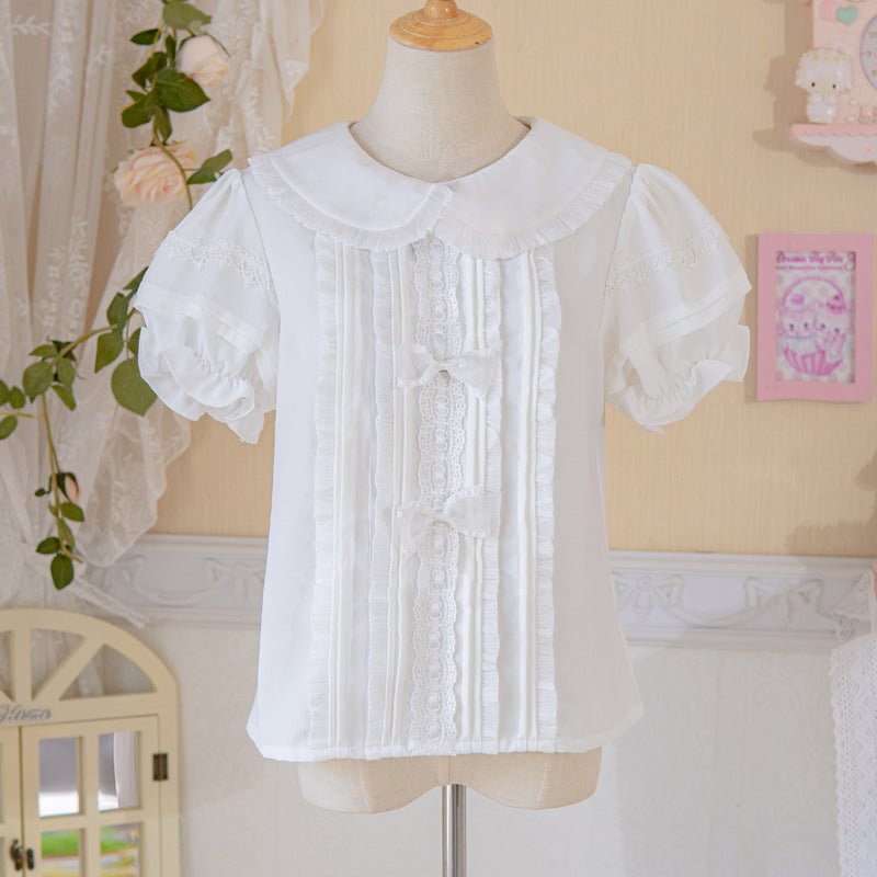 Sweetheart Cute Light Brown Jacquard Short Sleeve Short Dress Lolita Ruffle Hem JSK Shirt