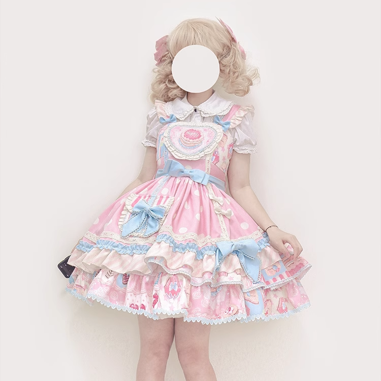 Sweet Lolita Sweetheart Pink and Blue JSK Princess Cake Cute Dress