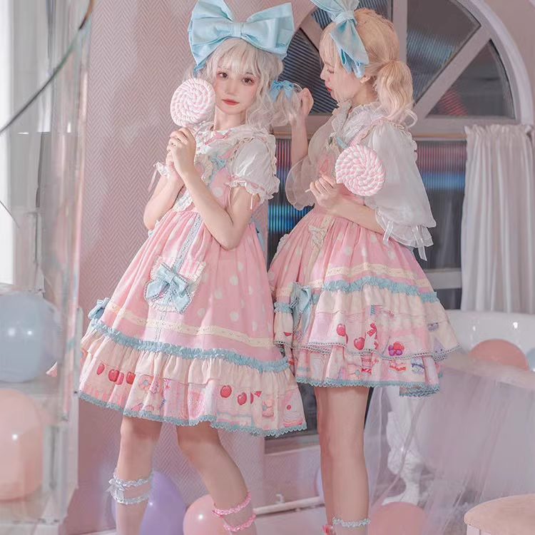 Sweet Lolita Sweetheart Pink and Blue JSK Princess Cake Cute Dress