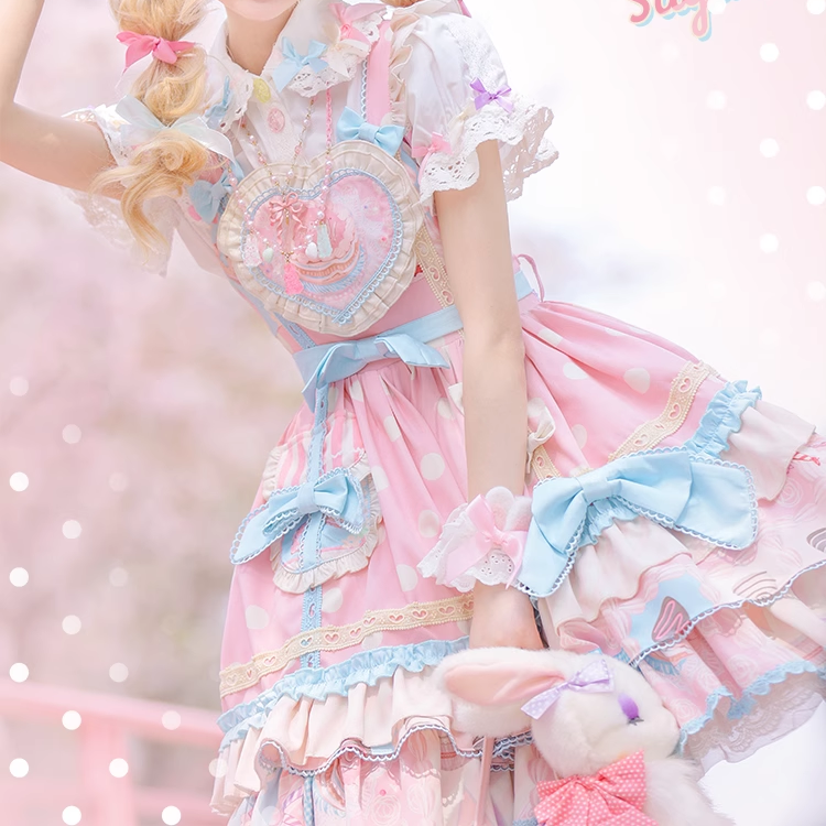 Sweet Lolita Sweetheart Pink and Blue JSK Princess Cake Cute Dress