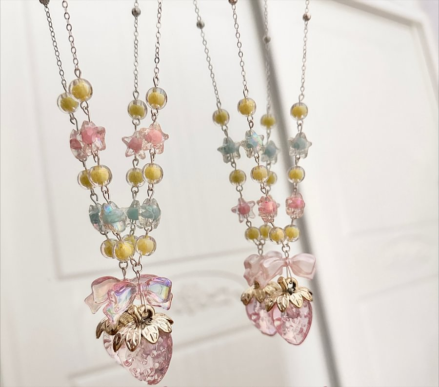 Lolita Necklace Sweetheart Strawberry Handmade Cute Sweet Girl Lolita Accessories