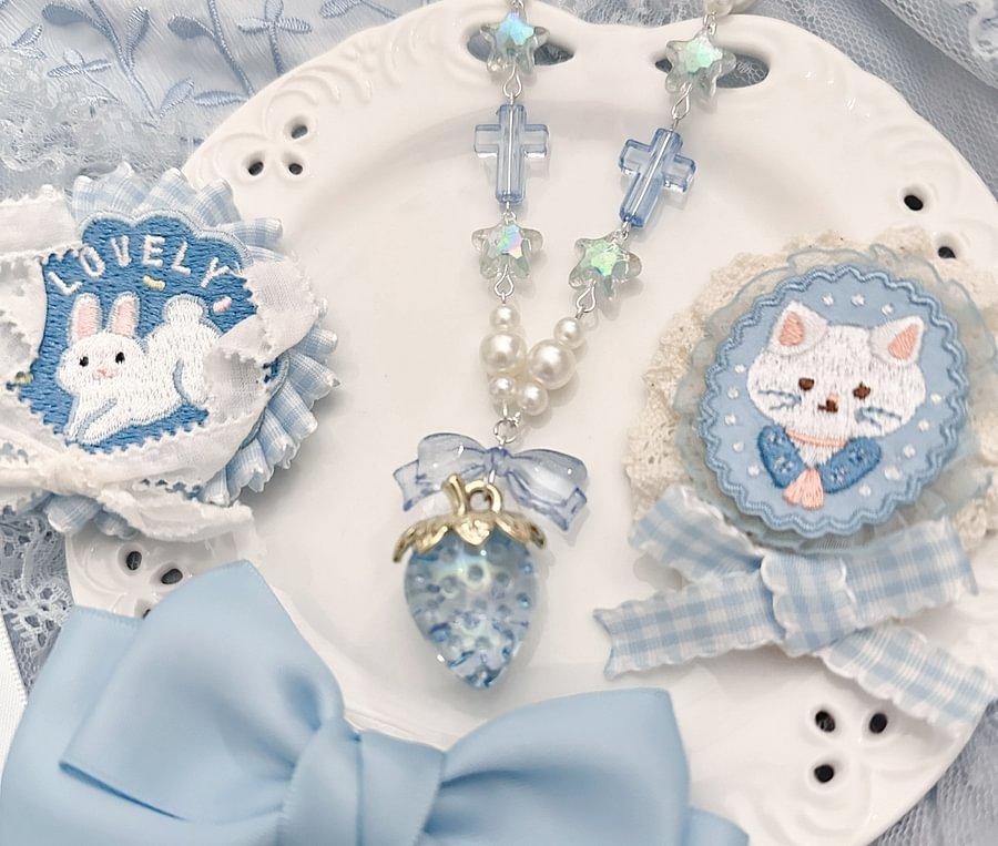 Lolita Necklace Sweetheart Strawberry Handmade Cute Sweet Girl Lolita Accessories