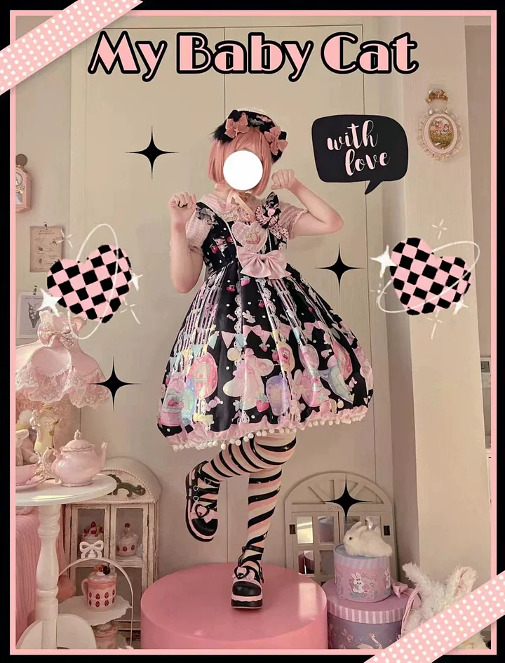 Sweetheart Sweet Lolita Dress Pink Blue Black Short Sleeve OP