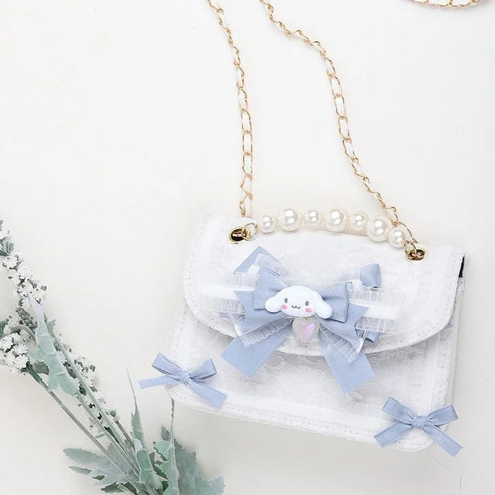Sweetlolita Lace Pearl Handbag Kawaii Bow Crossbody Bag Lolita Accessory