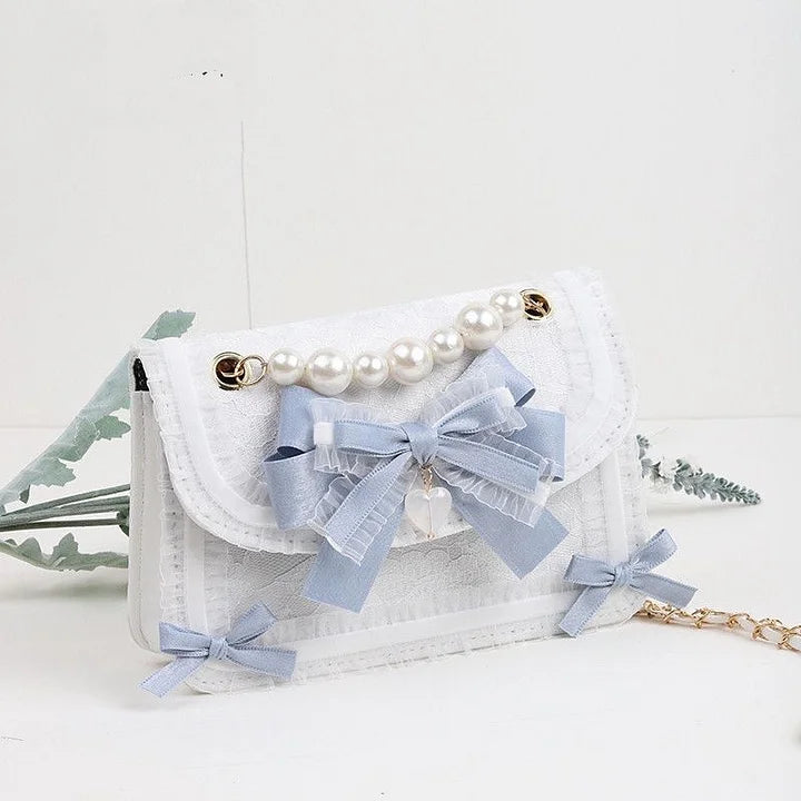 Sweetlolita Lace Pearl Handbag Kawaii Bow Crossbody Bag Lolita Accessory