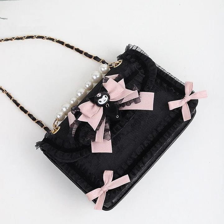 Sweetlolita Lace Pearl Handbag Kawaii Bow Crossbody Bag Lolita Accessory