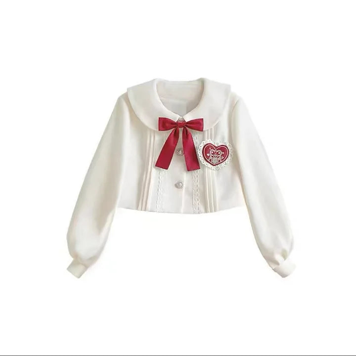 Sweetslolita Strawberry Bear Lolita Outfit Christmas Dress White Coat JSK