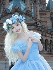 Tea Party Fashion Hime Lolita Flower Wedding Blue Shoulder Princess Tutu Dress Bar Mitzvah Birthday Party Dress Lolita Voyage