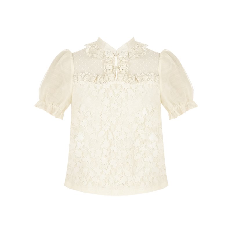 Three-color Inner Shirt with Removable Sleeves Blouse Shirt