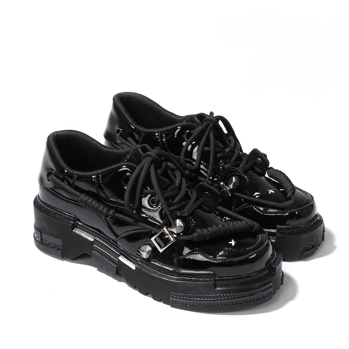 Lolita Shoes Versatile Chunky Loafers Autumn Winter Oxfords for Women Height Increasing Smart Casual