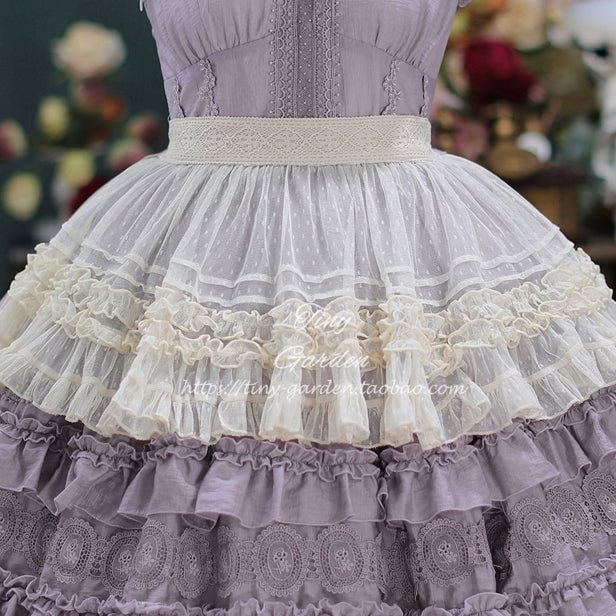 Hime Lolita Wedding White Purple Lace Sleeveless Dress