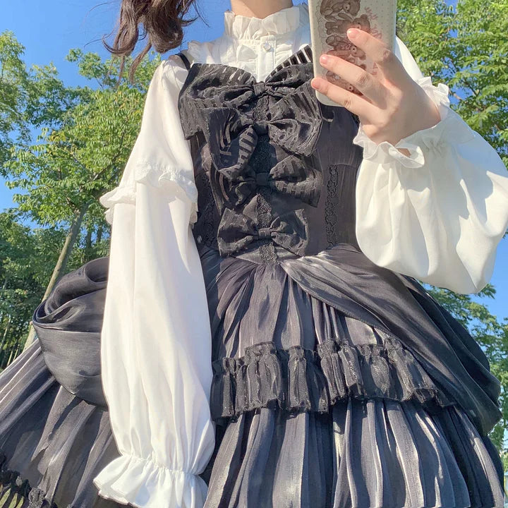 White Long Sleeve Doll Collar Ruffle Shirt Spring Lolita Innerwear Blouse Shirt