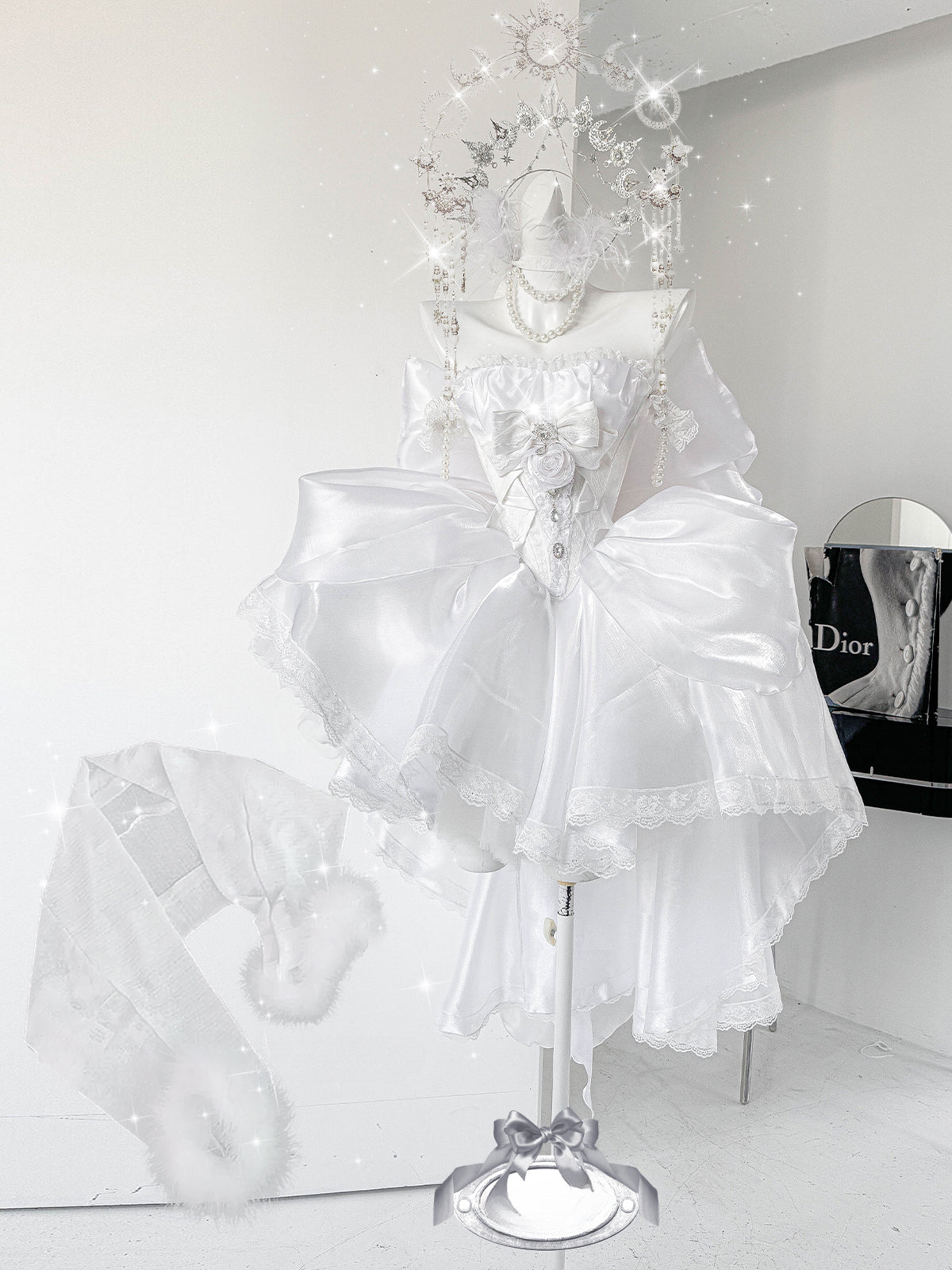 White Moonlight Multi-layer Cake Lace Dress Lolita Princess Wind Wedding