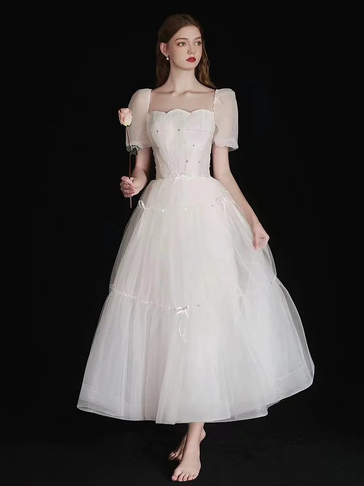 White Wedding Lolita Dress Wine Red Elegant Evening Gown Bubble Dress Sleeves Princess Prom Dress Large Size for Women OP Plus Size