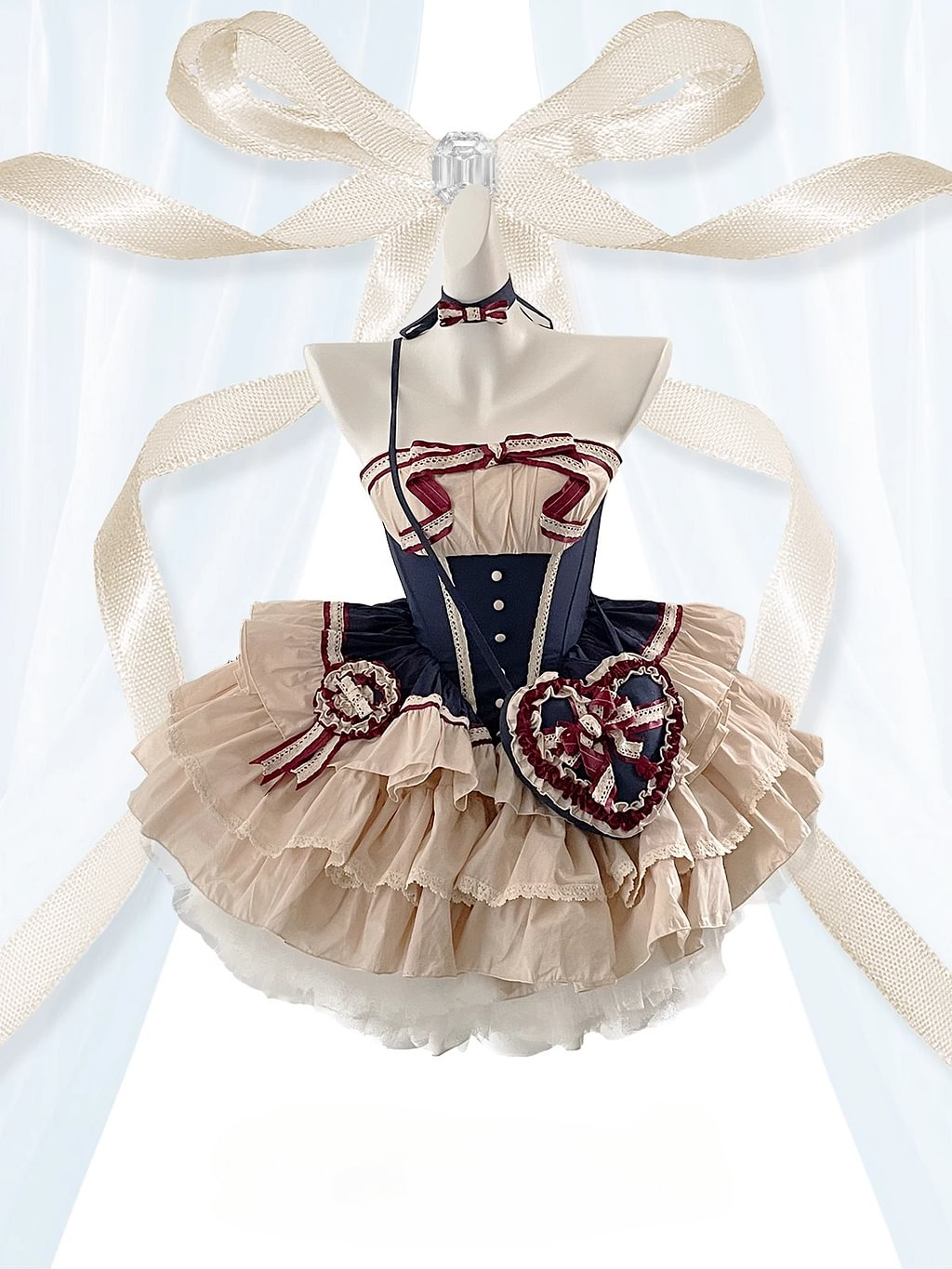 Hime Lolita Blue Lovely Flower Princess Dress Sleeveless Lace JSK