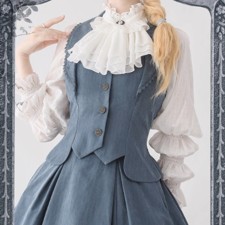 Classic British Style Elegant Cotton Brown Vest Long Skirt Set in Autumn Lolita Dresses