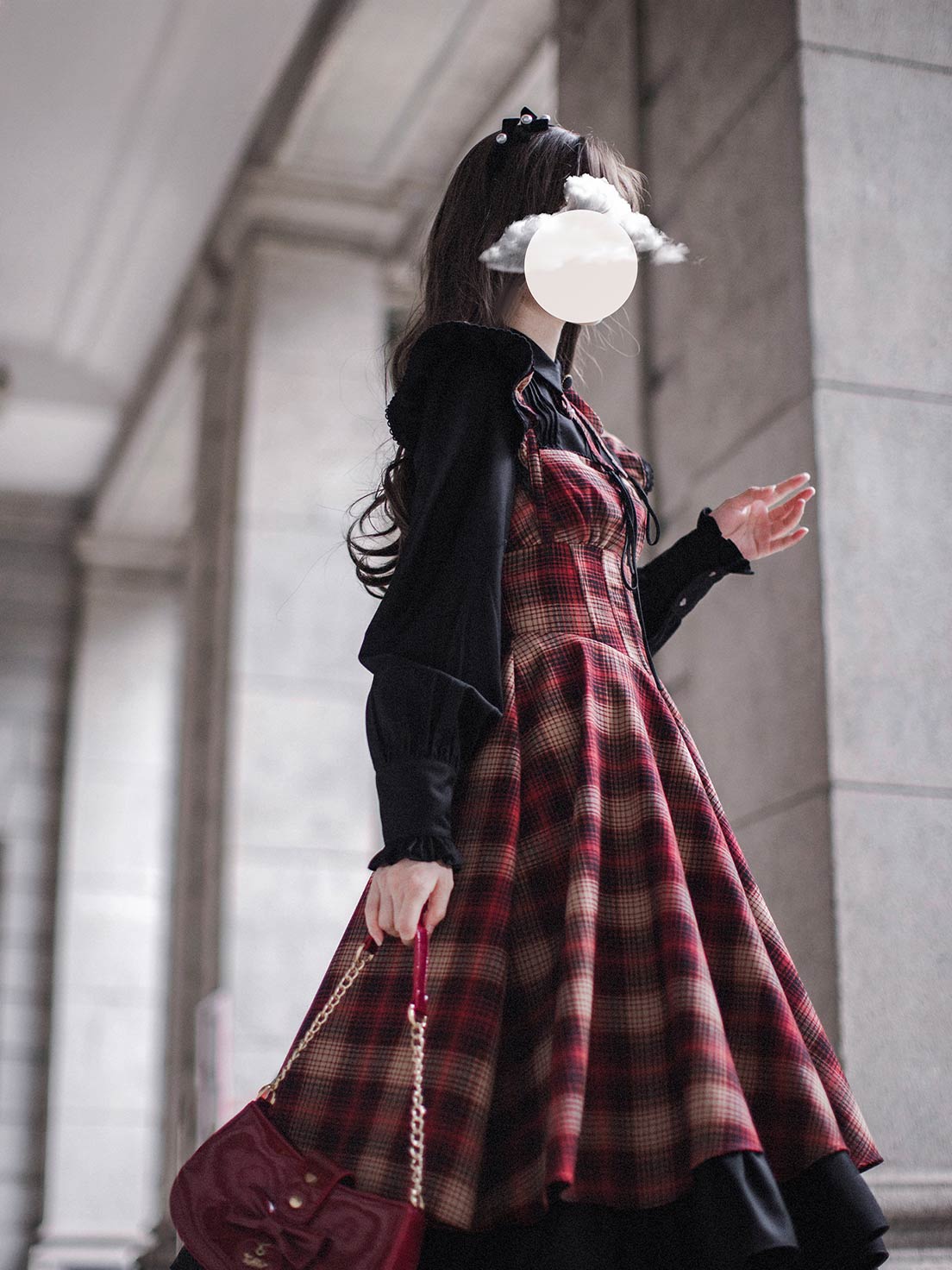 Classic Lolita Asymmetrical Plaid Sundress Set Elegant Literary Retro Light Lolita