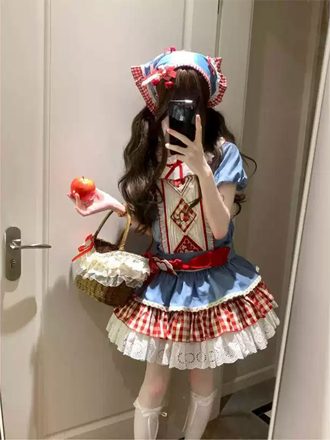 Cute Idyllic Sweet Blue Dress Lolita Ruffles Blue Skirt