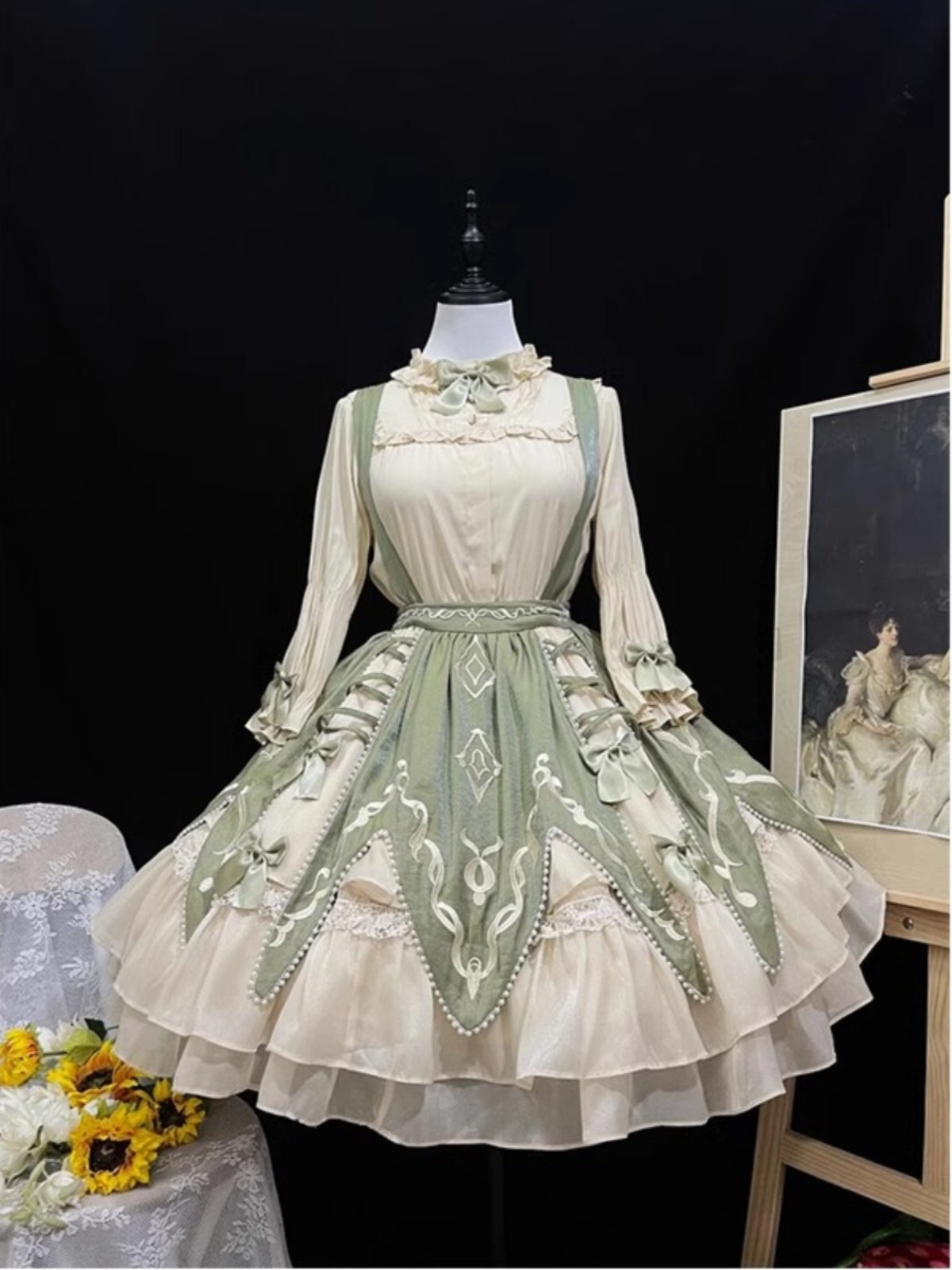 Sweet Lolita Classic Green Elegant Skirt Set Daily Pastoral Princess Sk Cute Lolita Voyage
