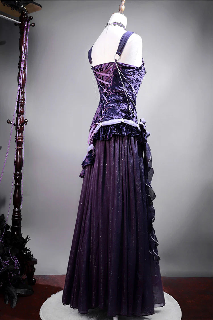 Design Concept:
This Gothic Lolita JSK dress embodies an elegant blend of sweetness and grandeur. Designed in a soft purple shade, it features layered ruffles, delicate lace trim, and graceful bow accents that highlight its princess-like charm. The flared skirt creates a voluminous silhouette, perfect for capturing the dreamy elegance of classic Lolita fashion. Whether styled with a blouse for a refined Gothic look or worn with matching accessories, this dress is ideal for tea parties, themed gatherings, o