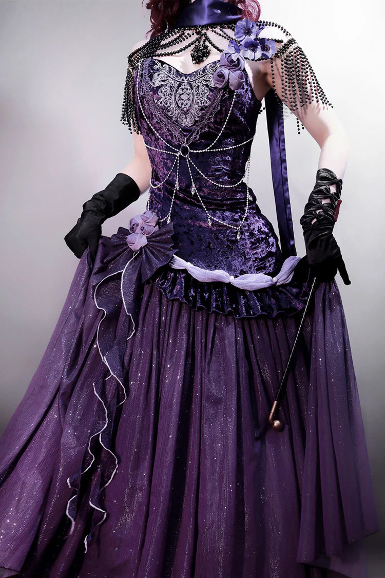 Design Concept:
This Gothic Lolita JSK dress embodies an elegant blend of sweetness and grandeur. Designed in a soft purple shade, it features layered ruffles, delicate lace trim, and graceful bow accents that highlight its princess-like charm. The flared skirt creates a voluminous silhouette, perfect for capturing the dreamy elegance of classic Lolita fashion. Whether styled with a blouse for a refined Gothic look or worn with matching accessories, this dress is ideal for tea parties, themed gatherings, o