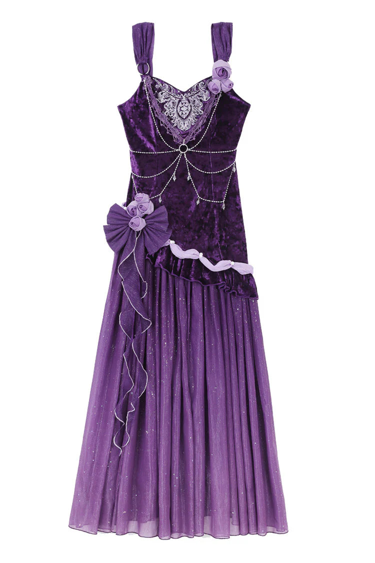 Design Concept:
This Gothic Lolita JSK dress embodies an elegant blend of sweetness and grandeur. Designed in a soft purple shade, it features layered ruffles, delicate lace trim, and graceful bow accents that highlight its princess-like charm. The flared skirt creates a voluminous silhouette, perfect for capturing the dreamy elegance of classic Lolita fashion. Whether styled with a blouse for a refined Gothic look or worn with matching accessories, this dress is ideal for tea parties, themed gatherings, o