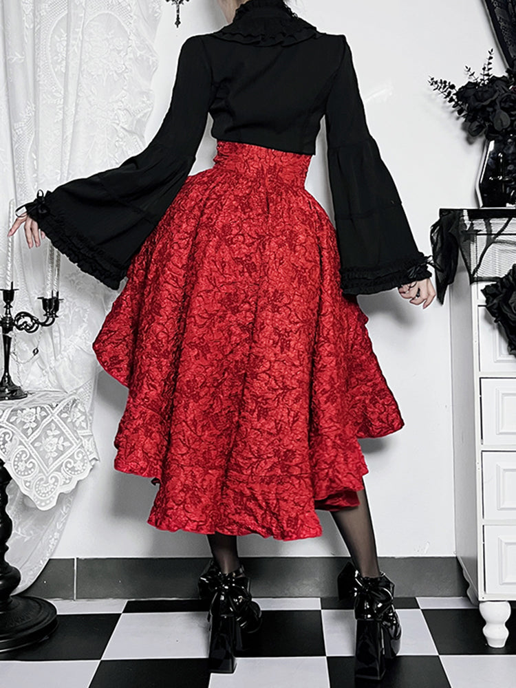 Gothic Skirt Lolita Red Dress and Black Retro Tutu Lolita