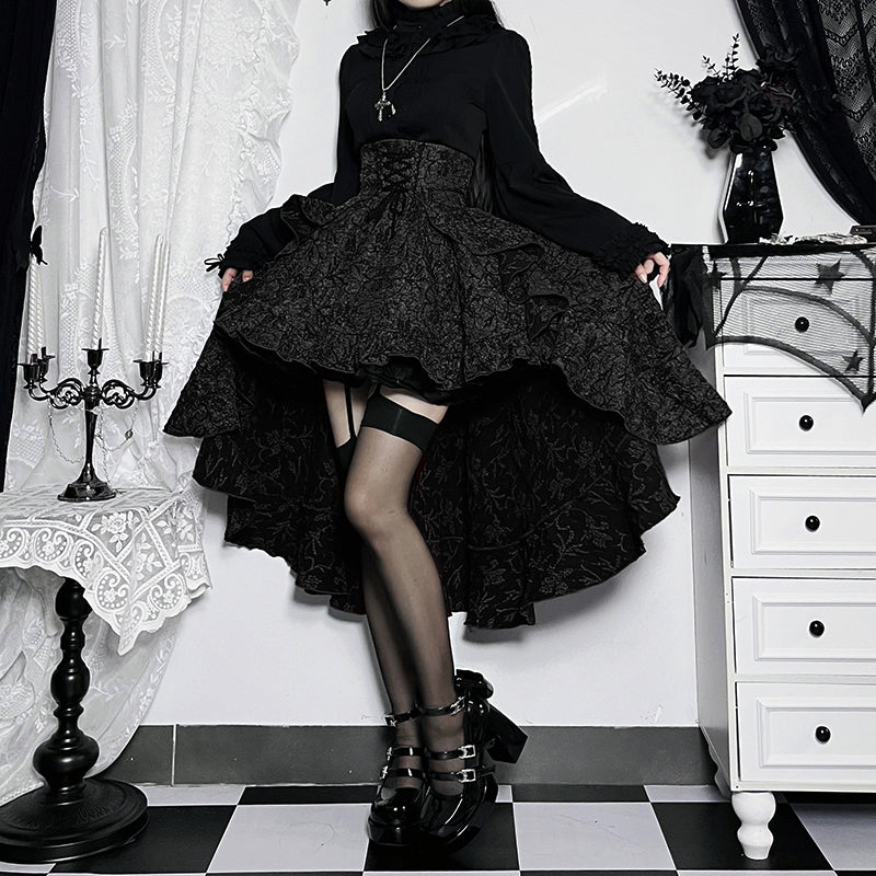 Gothic Skirt Lolita Red Dress and Black Retro Tutu Lolita