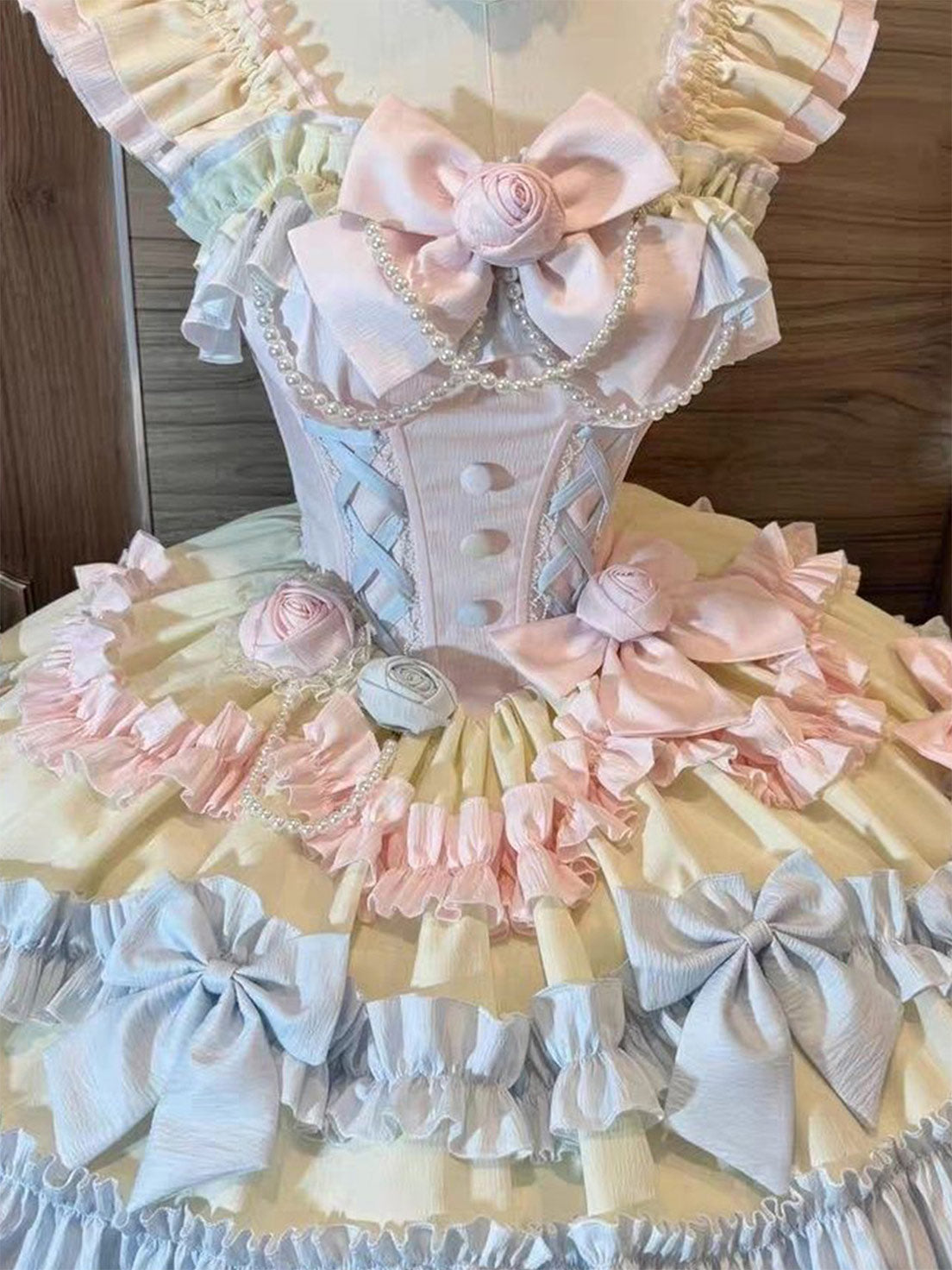 Gradual Change Hime Candy Color Lolita Tea Party Fashion Lavender Bow Ruffled Dress