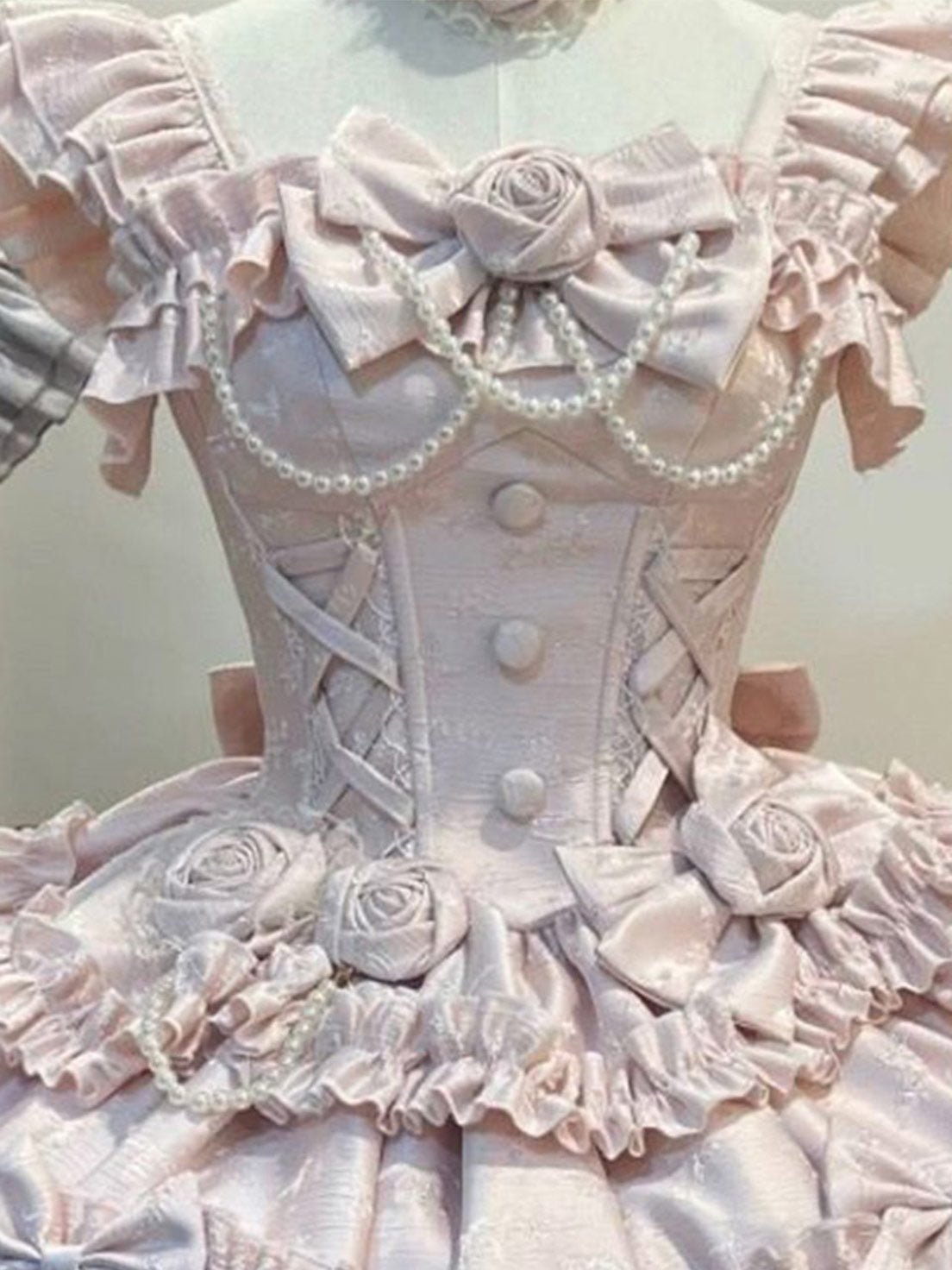 Gradual Change Hime Pink Lolita Tea Party Fashion Lavender Bow Ruffled Dress