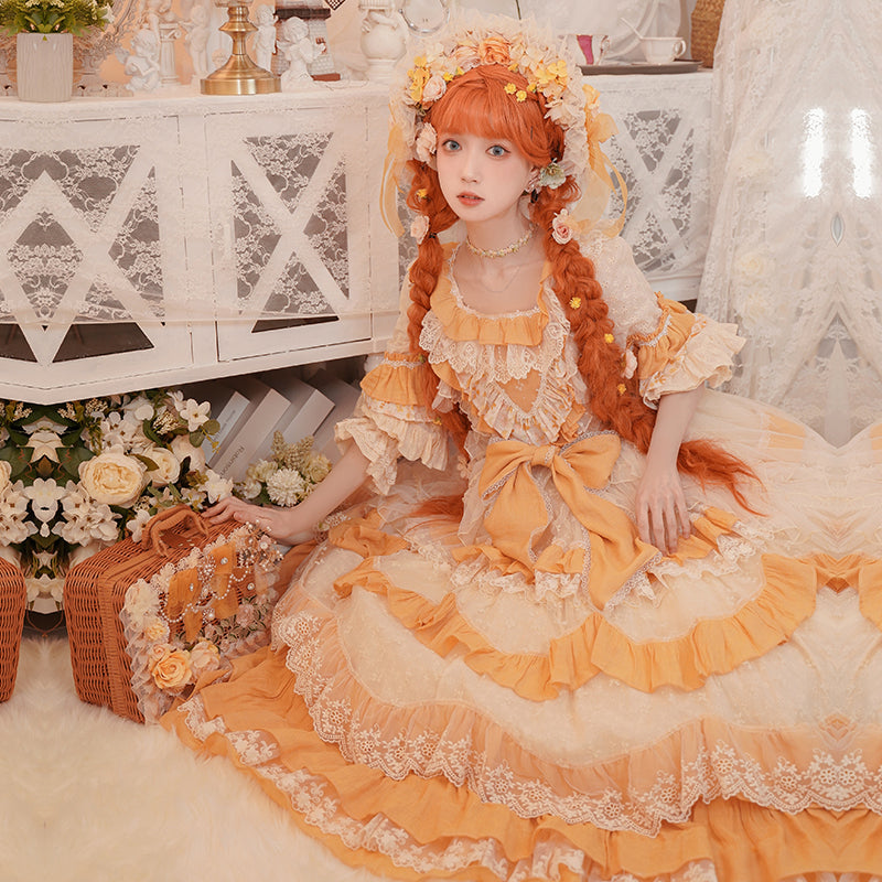 Hime Lolita Lolita Idyllic Vintage Girl Dress Daily Short Sleeve Op Dress Lolita Voyage One Piece Dress
