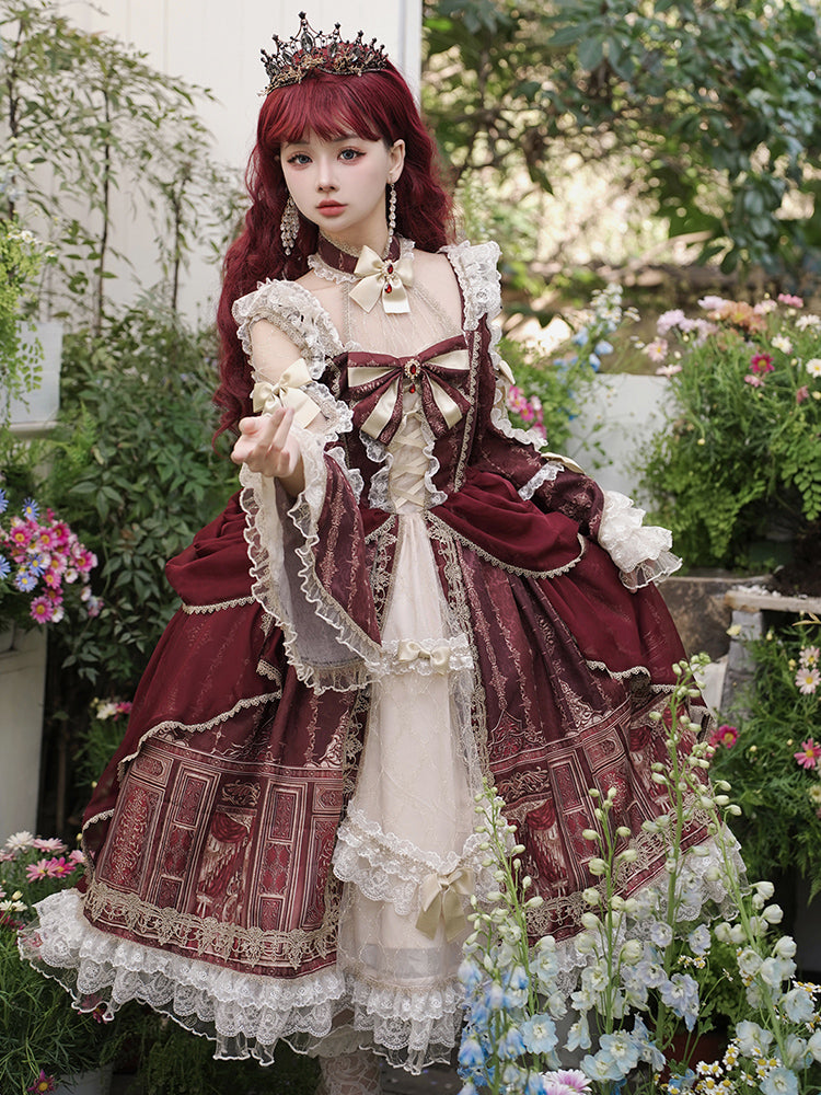 Hime Lolita Palace Heavy Industry Flower Gorgeous Classical Daily French Lolita Dress Lolita Voyage One Piece Dress