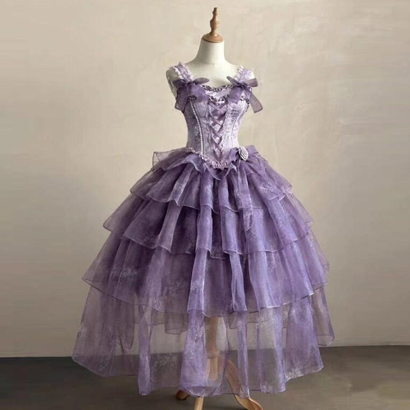 Hime Lolita Purple Dress Lavender Tier Tulle Lolita Dress