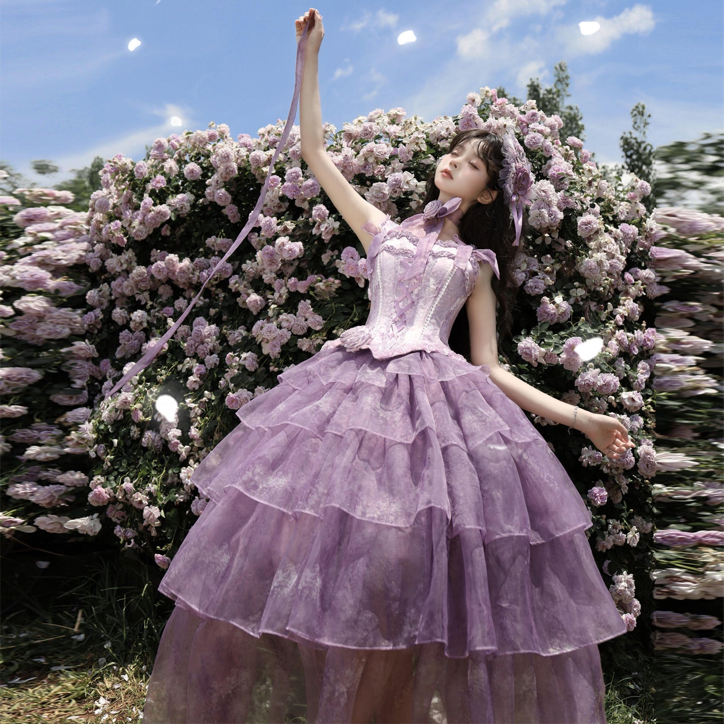 Hime Lolita Purple Dress Lavender Tier Tulle Lolita Dress