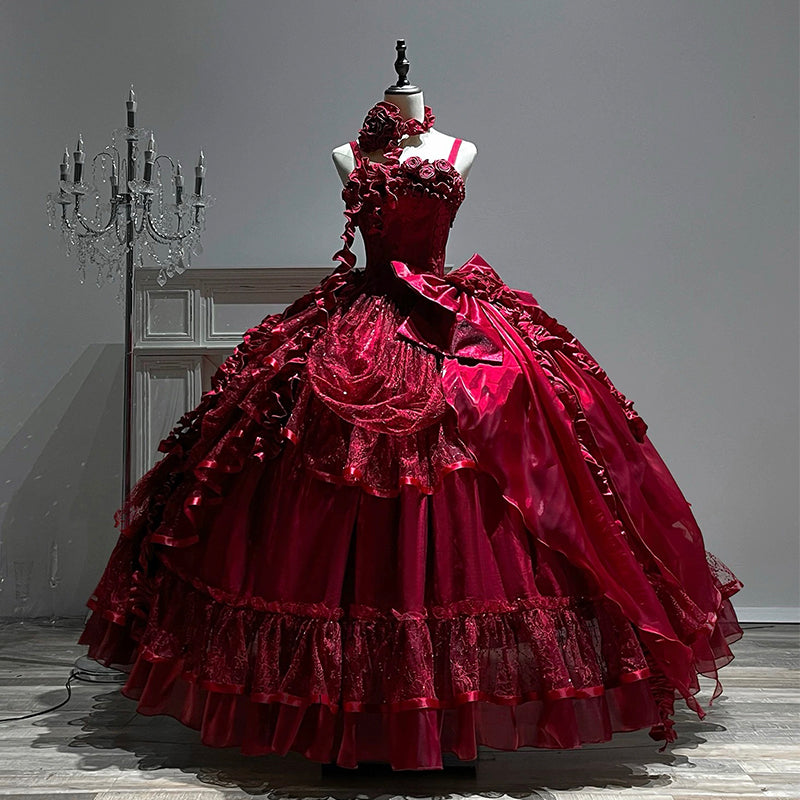 Hime Lolita Red Burgundy Mysterious Scarlet Gothic Dress