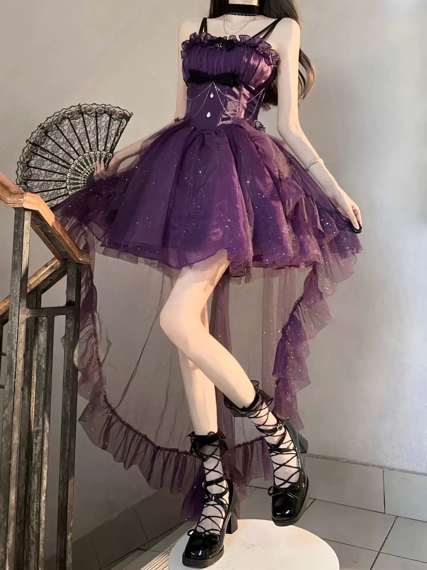 Hime Lolita Starry Night Princess Purple Slip Party Bridal Ball Gown Prom Dresses Birthday Party