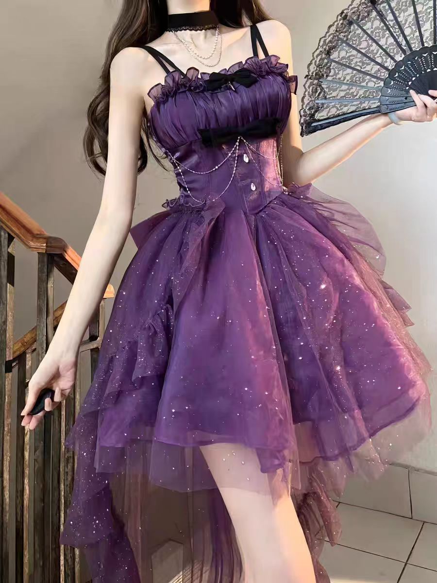 Hime Lolita Starry Night Princess Purple Slip Party Bridal Ball Gown Prom Dresses Birthday Party
