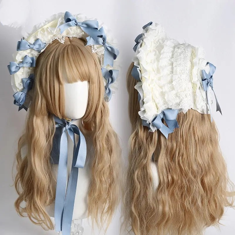 Lolita Accessories Headwear with Lace Elegant Bowknot Bonnet Hair Accessories