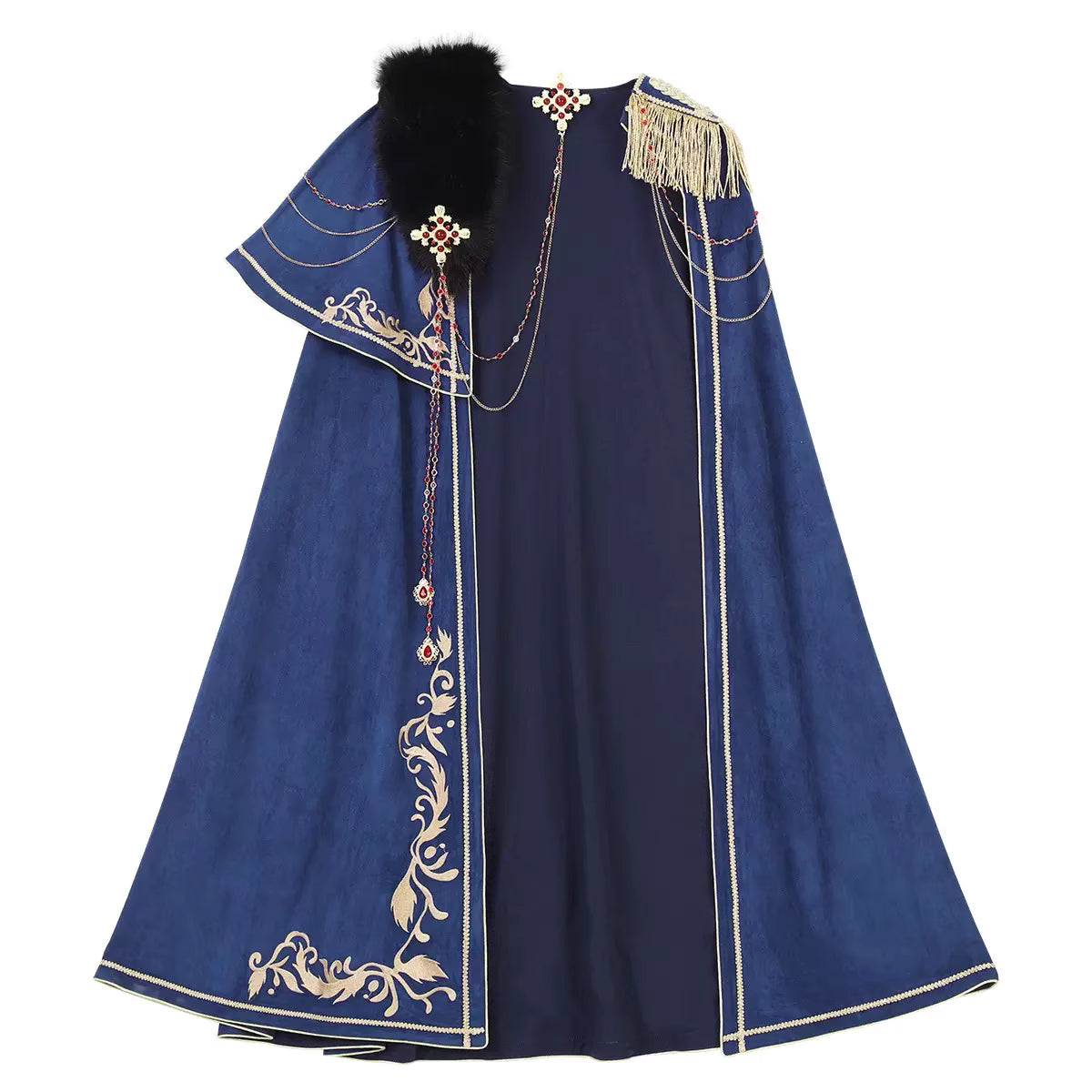 Design Concept:
Step into a world of regal elegance with this Lolita coat in deep blue, inspired by vintage European royal court fashion. Crafted with attention to detail, the coat features a structured silhouette with classic prince-style elements and a flowing cape, perfect for adding a noble touch to your Lolita or cosplay ensemble. Ideal for daily wear, tea parties, or special themed events, this coat effortlessly combines historical charm with modern Lolita aesthetics.