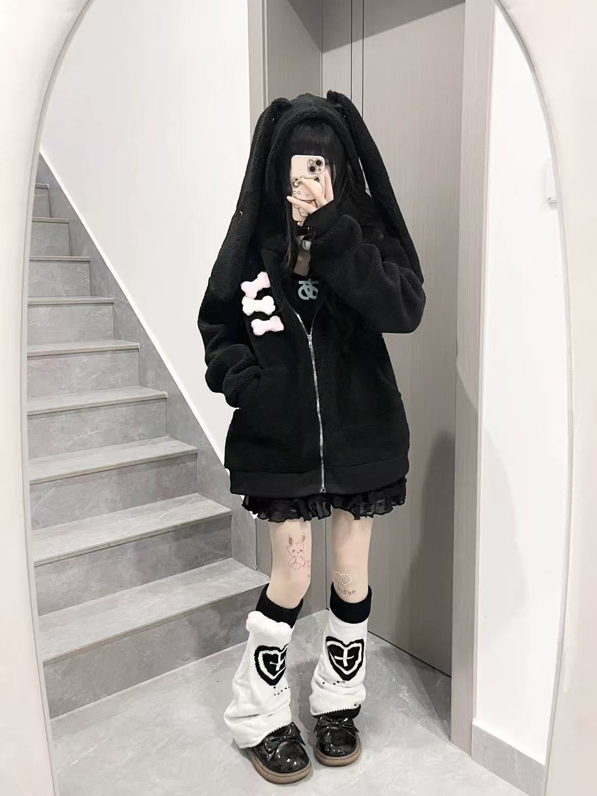 Lolita Coat Cardigan Lamb Fleece Cute Cozy Autumn Winter Subculture Outfit