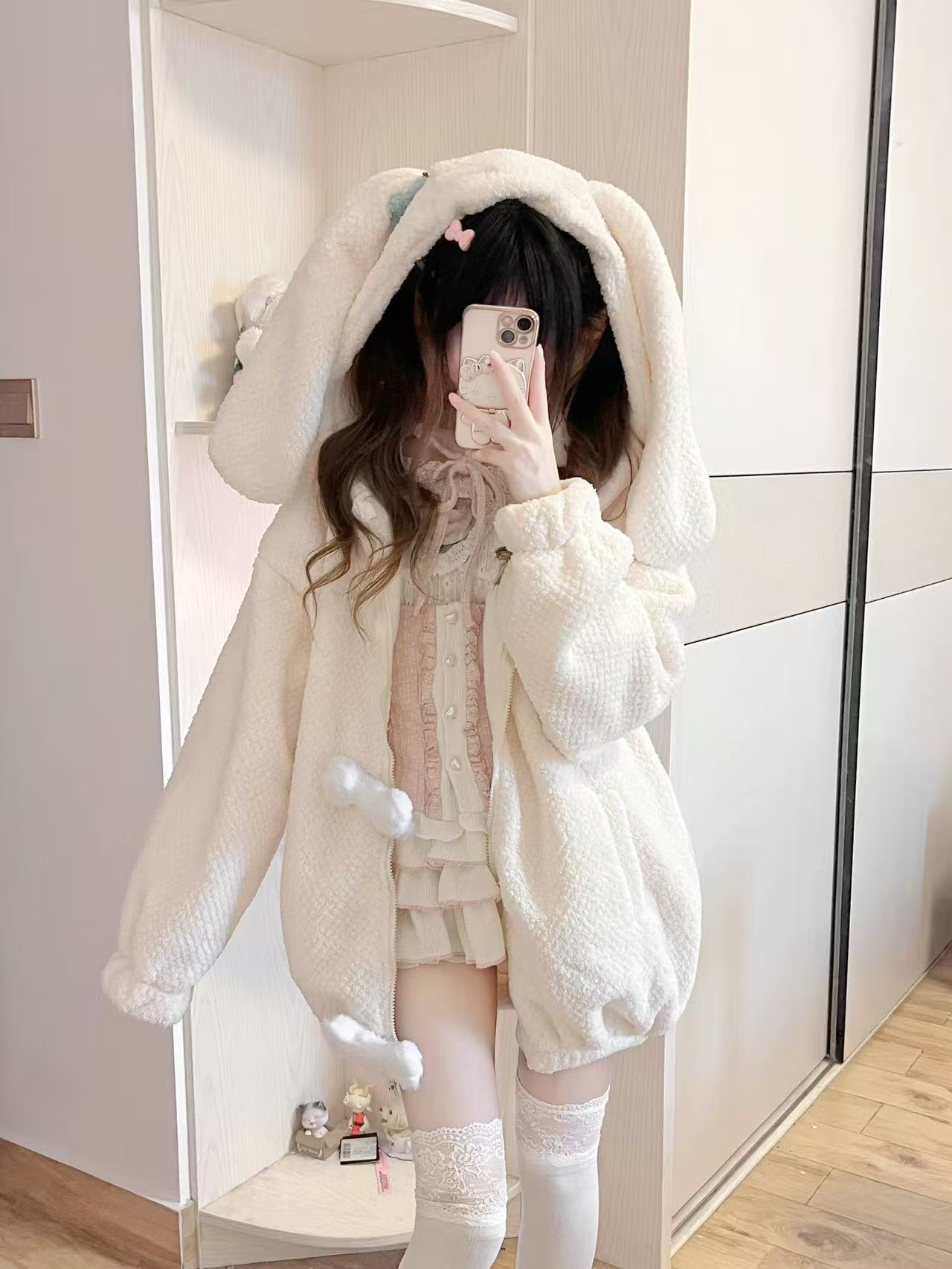 Lolita Coat Cardigan Lamb Fleece Cute Cozy Autumn Winter Subculture Outfit