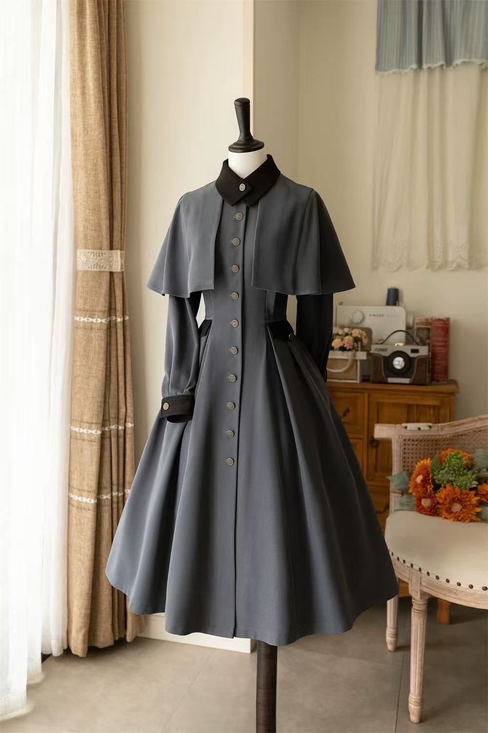 Design Concept:
This Lolita coat is designed as a long-sleeve cardigan-style jacket with a retro and graceful silhouette. Crafted with soft knit fabric, it provides both warmth and elegance, making it perfect for layering with Lolita dresses and blouses. Available in three versatile colors — gray-blue, dark gray, and black — this coat enhances your classic Lolita wardrobe with timeless charm. Whether styled for daily wear or special occasions, it adds a touch of vintage sophistication to any outfit.