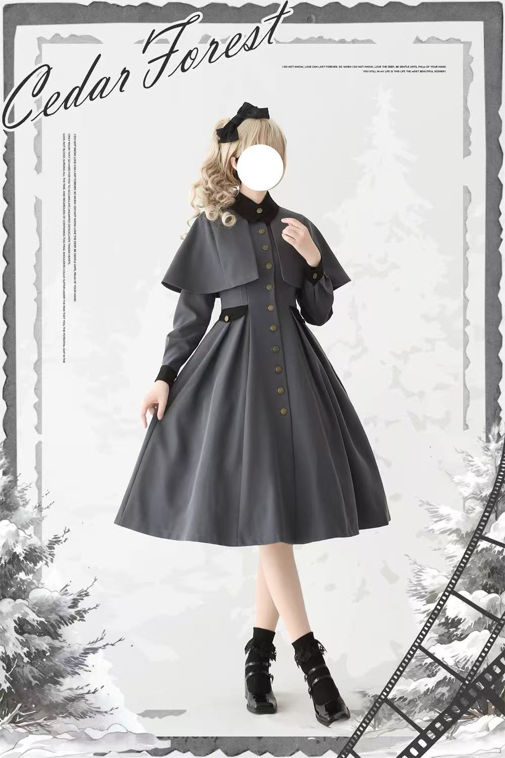 Design Concept:
This Lolita coat is designed as a long-sleeve cardigan-style jacket with a retro and graceful silhouette. Crafted with soft knit fabric, it provides both warmth and elegance, making it perfect for layering with Lolita dresses and blouses. Available in three versatile colors — gray-blue, dark gray, and black — this coat enhances your classic Lolita wardrobe with timeless charm. Whether styled for daily wear or special occasions, it adds a touch of vintage sophistication to any outfit.