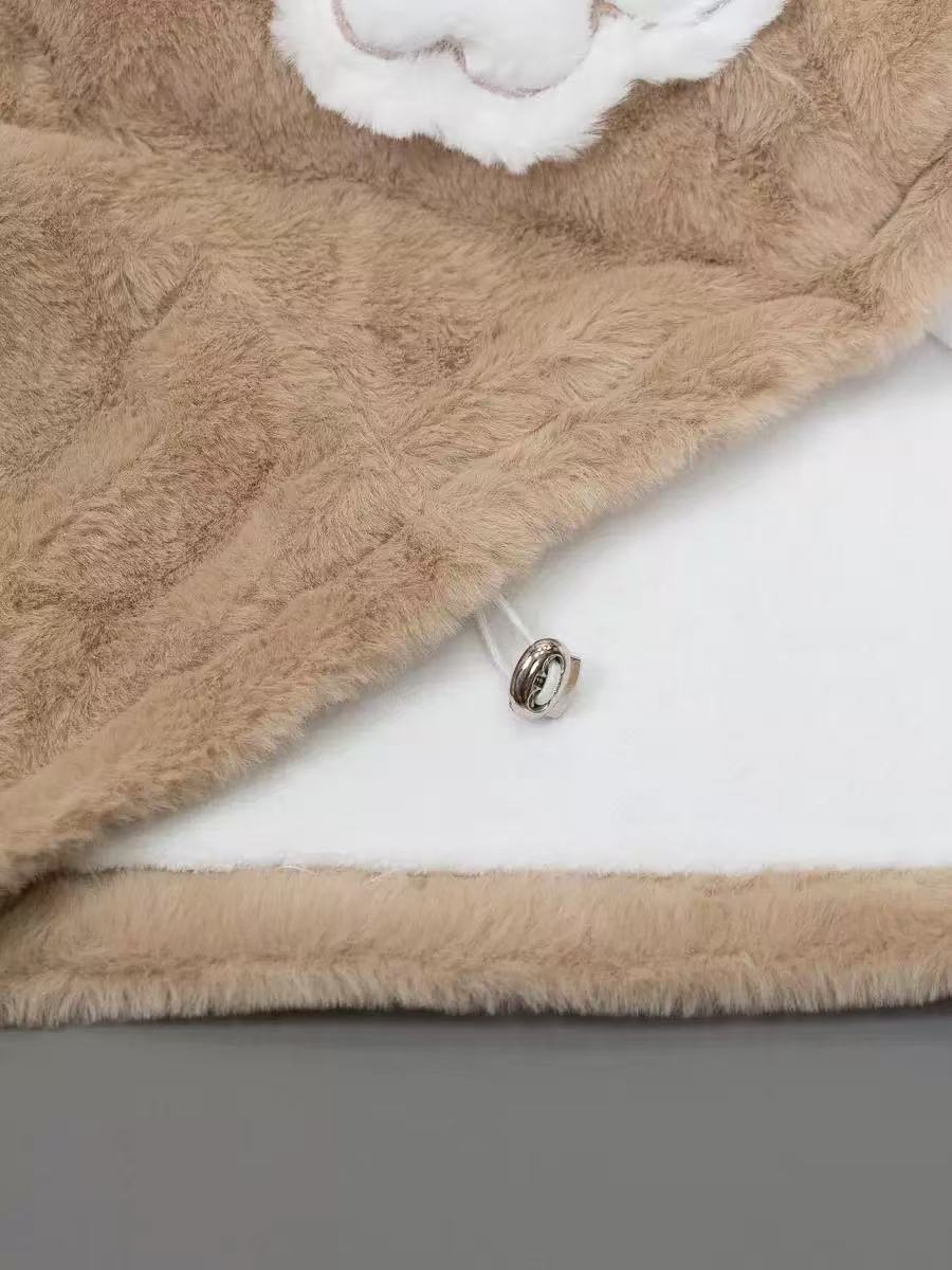 Lolita Coat Overcoat Brown Plush Bear Paw Cuffs Winter Daily Outfit