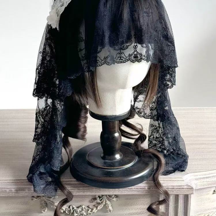 Design Concept:
This Lolita hair accessories collection features three elegant headbands crafted with gothic lace and delicate veil details, offering a charming subculture style. The set includes three variations—black and white, pure black, and pure white—each designed to add a refined and unique touch to Lolita outfits or cosplay looks.