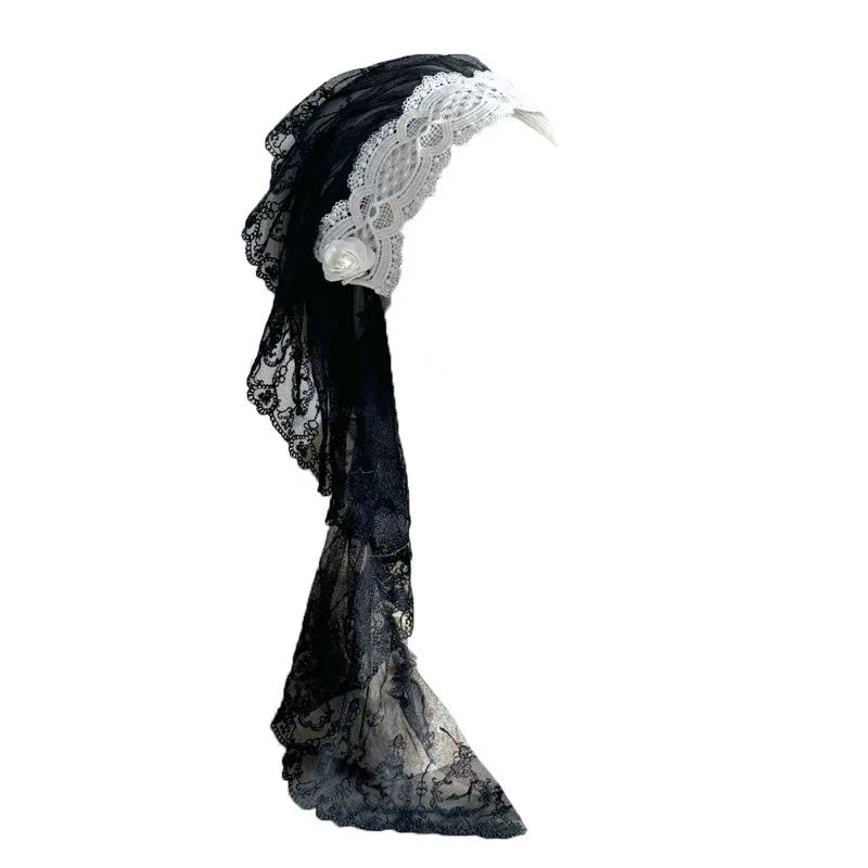Design Concept:
This Lolita hair accessories collection features three elegant headbands crafted with gothic lace and delicate veil details, offering a charming subculture style. The set includes three variations—black and white, pure black, and pure white—each designed to add a refined and unique touch to Lolita outfits or cosplay looks.