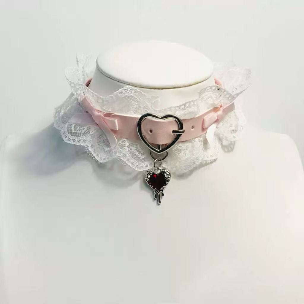 Design Concept:
This Lolita necklace features three sweet variations in soft pink lace, each with its own unique charm: a star pendant for a dreamy celestial touch, a bell pendant for a playful and cute accent, and a heart pendant that adds a hint of gothic sweetness, making them perfect to pair with Lolita fashion, cosplay, or daily wear.