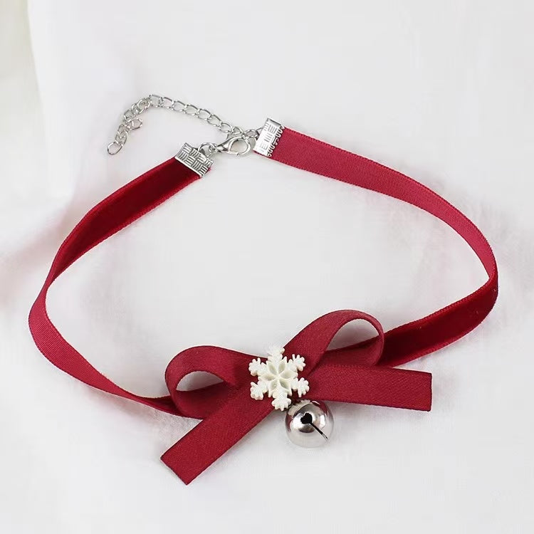 Design Concept:
This Lolita necklace collection features three charming red velvet choker styles, each adorned with festive details to capture a sweet and playful holiday spirit. The bow style offers a classic cute touch, the snowflake style adds a delicate winter charm, and the pom pom style brings a soft and whimsical feel, making them perfect accessories for enhancing Lolita outfits or seasonal cosplay looks.
