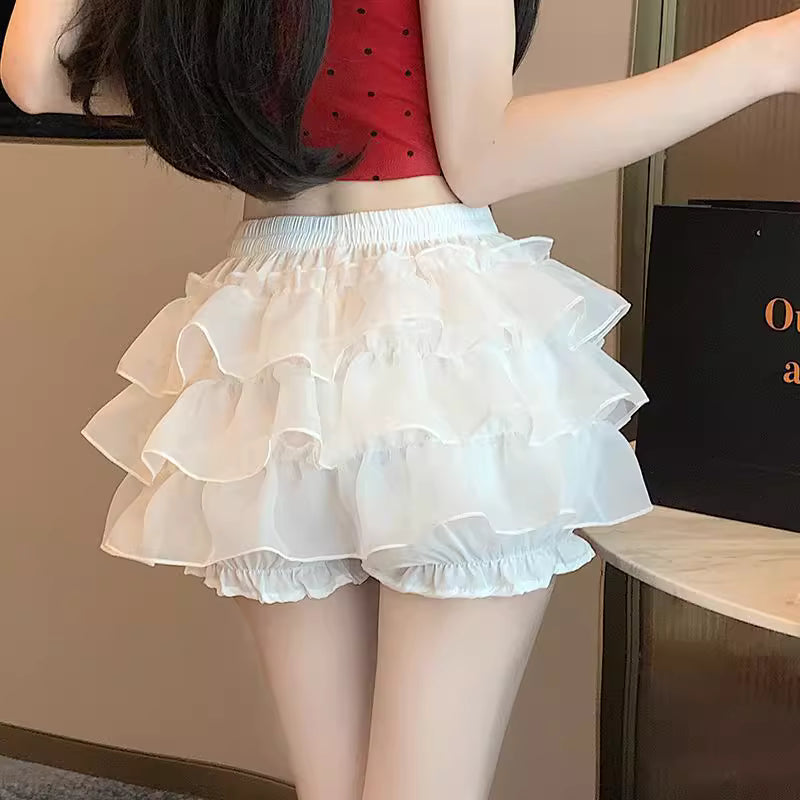 Lolita Petticoat Bloomers Black White Plus Size Anti-Peek Layered Underskirt for Daily Wear