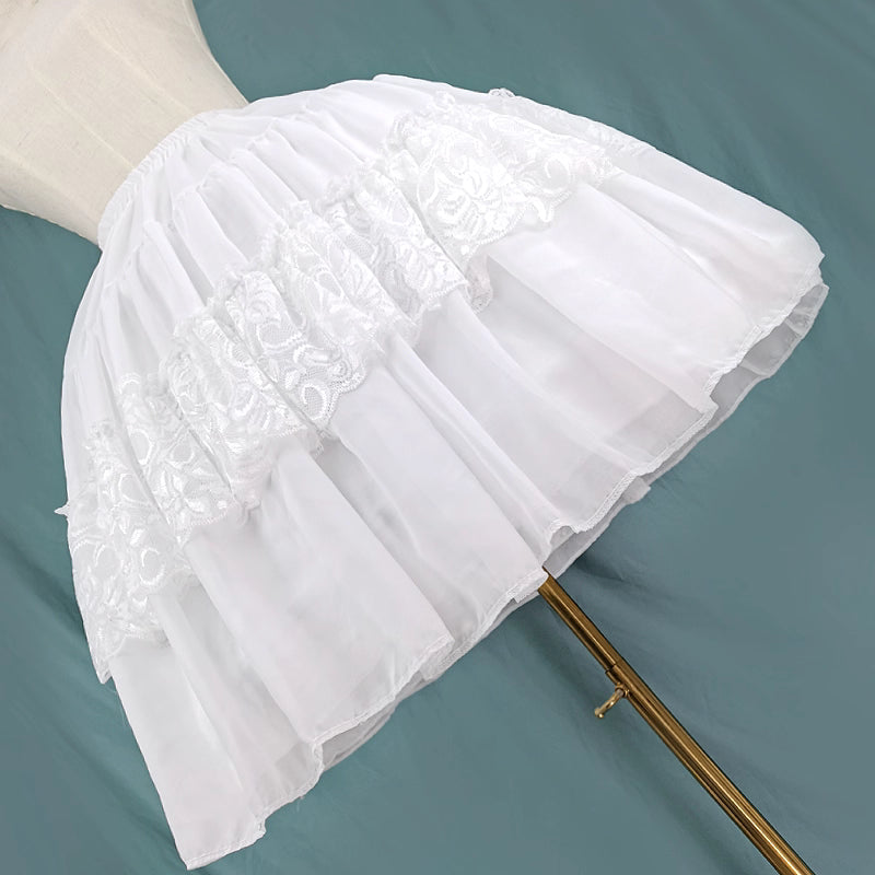 Lolita Petticoat White Adjustable Fishbone Midi Crinoline Cage Skirt for Daily Tea Party